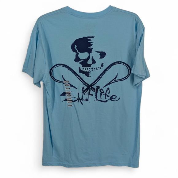 Salt Life Men's Skull and Hooks Short Sleeve T shirt, Sea Green, Medium - Picture 1 of 5